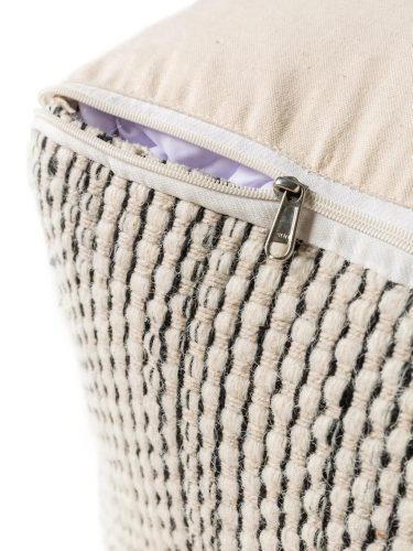 Handmade Wool Pouf Rocco Beige/Black 55x55x30 cm