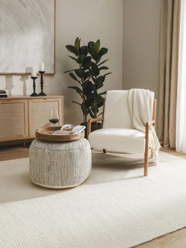 Handmade Wool Pouf Rocco Beige/Black 55x55x30 cm