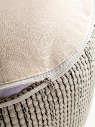 Handmade Wool Pouf Rocco Beige/Black 55x55x30 cm