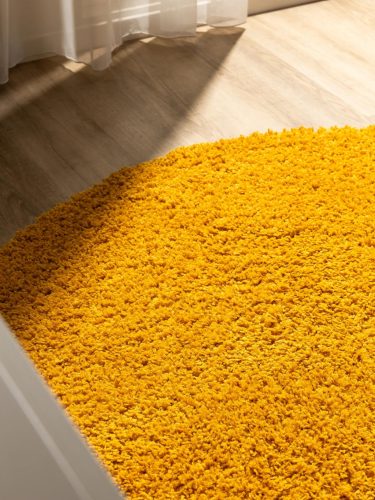 Washable Shaggy Rug Soho Yellow ø 120 cm round