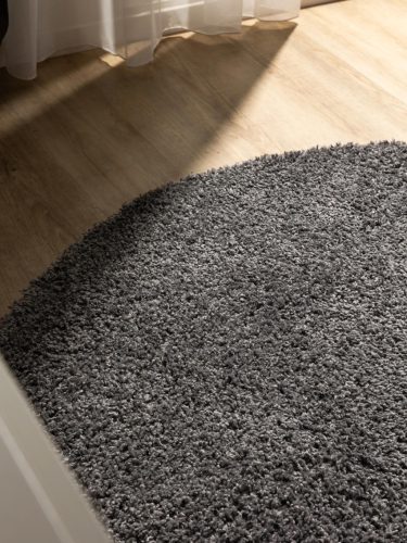 Washable Shaggy Rug Soho Grey ø 80 cm round
