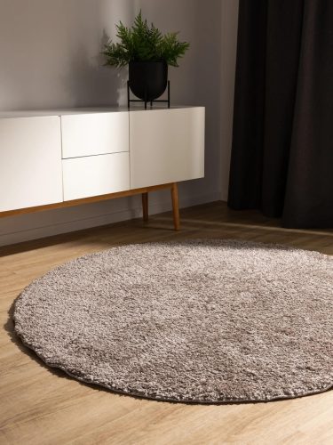 Washable Shaggy Rug Soho Taupe ø 120 cm round