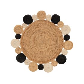 Jute Rug Jutta Light Brown/Black ø 120 cm round