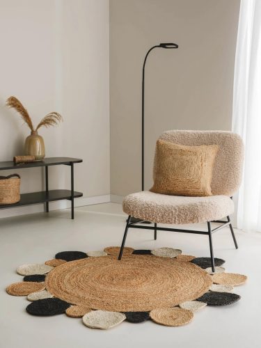 Jute Rug Jutta Light Brown/Black ø 120 cm round
