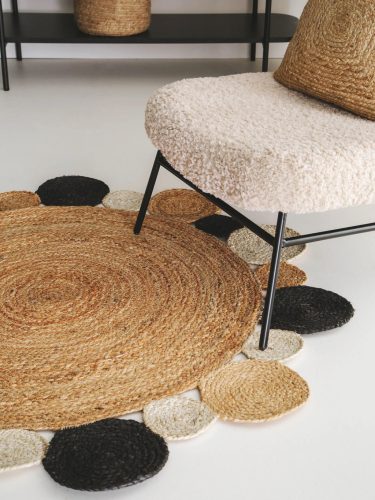 Jute Rug Jutta Light Brown/Black ø 120 cm round
