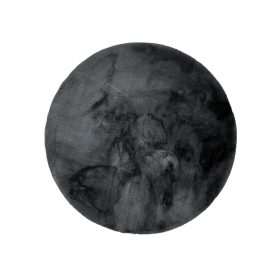 Fur Rug Dave Charcoal ø 120 cm round