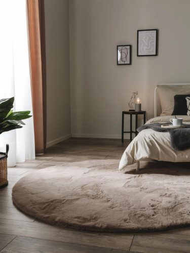 Fur Rug Dave Taupe ø 180 cm rund