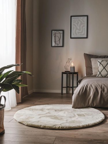 Fur Rug Dave Cream ø 120 cm round