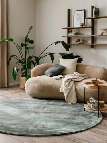 Viscose Rug Round Nela Light Green ø 120 cm round