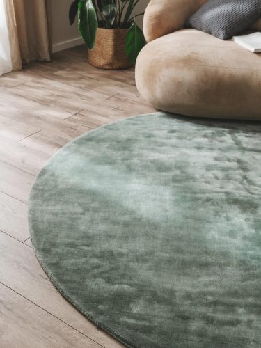 Viscose Rug Round Nela Light Green ø 120 cm round