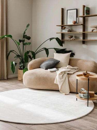 Viscose Rug Round Nela Ivory ø 120 cm round