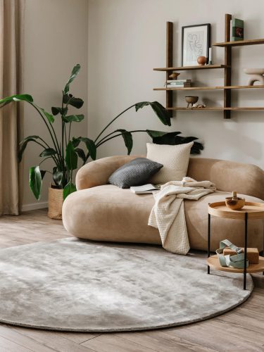 Viscose Rug Round Nela Grey ø 200 cm round