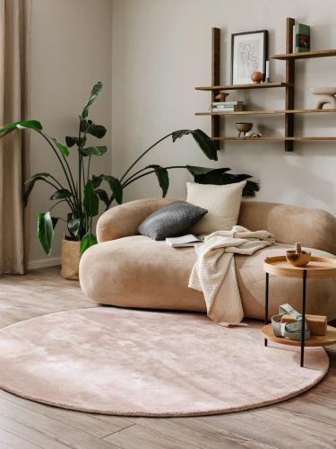 Viscose Rug Round Nela Rose ø 120 cm round