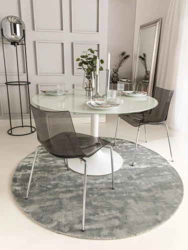 Viscose Rug Round Nela Light Blue ø 200 cm round