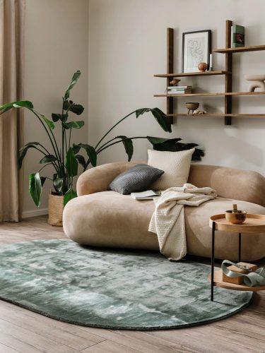 Viscose Rug Oval Nela Light Green 150x230 cm
