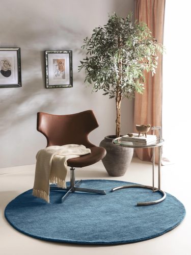 Wool Rug Jamal Blue ø 160 cm round