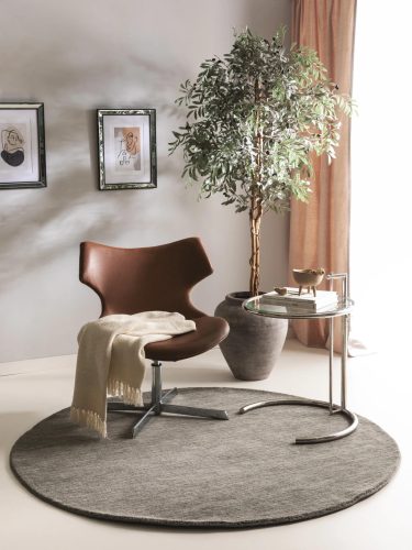 Round Wool Rug Jamal Grey ø 200 cm round