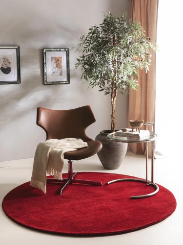 Round Wool Rug Jamal Red ø 120 cm round