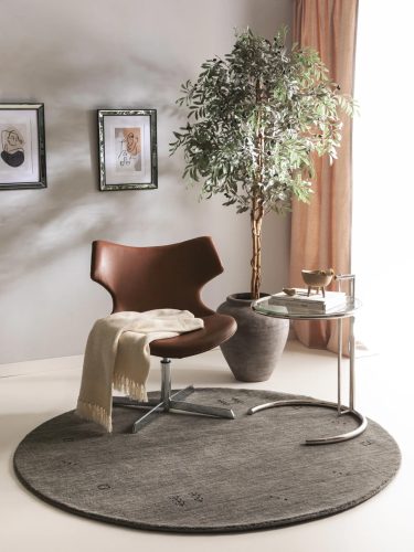 Round Wool Rug Jamal Grey ø 160 cm round
