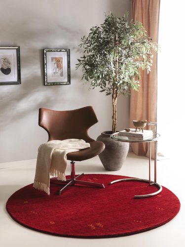 Round Wool Rug Jamal Red ø 160 cm round