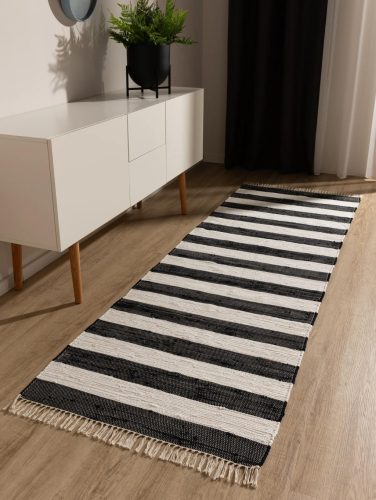 Rug made from recycled material Tom Black/White 80x250 cm