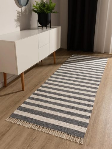 Rug made from recycled material Tom Grey/White 80x300 cm