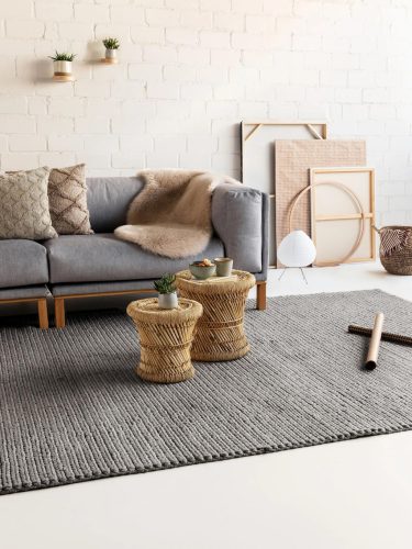 Wool Rug Uno Light Grey 250x350 cm