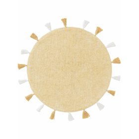 Washable Kid's Rug Malu Yellow ø 100 cm round