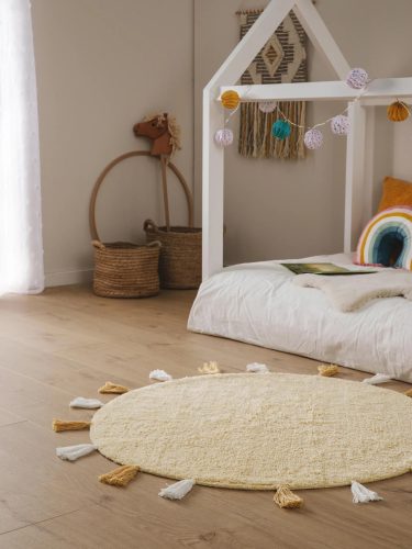 Washable Kid's Rug Malu Yellow ø 100 cm round