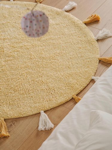 Washable Kid's Rug Malu Yellow ø 100 cm round