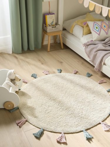 Washable Kid's Rug Malu Cream ø 100 cm round