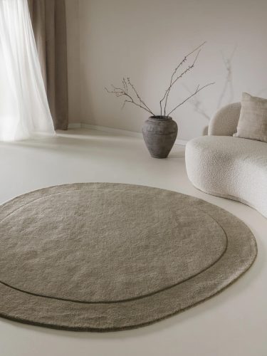 Wool Rug Shape Light Green ø 200 cm round
