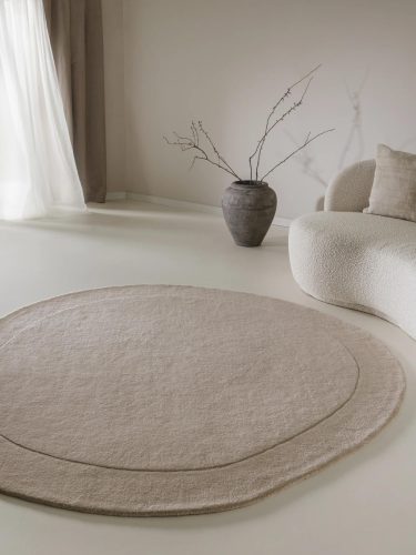 Wool Rug Shape Cream ø 200 cm round