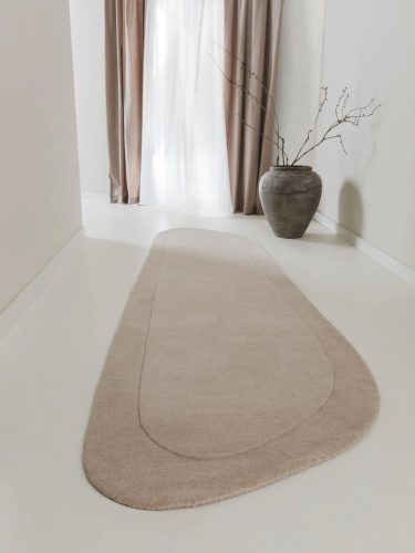 Wool Rug Shape Cream 80x250 cm