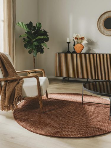 Round Wool Rug Rocco Brown ø 150 cm round