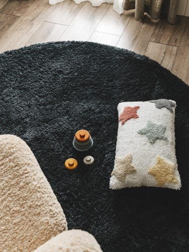 Shaggy Round Rug Cloudy Charcoal ø 80 cm round