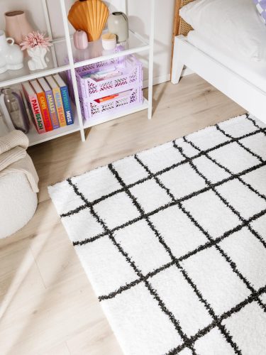 Shaggy rug Louise Black/White 15x15 cm Sample