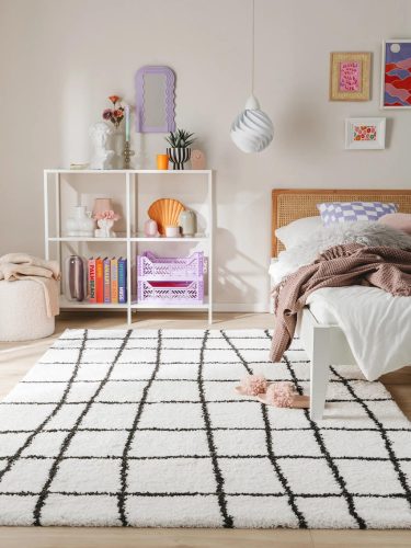 Shaggy rug Louise Black/White 200x290 cm
