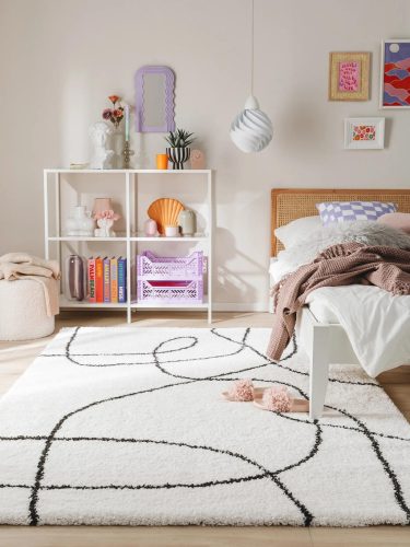 Shaggy rug Louise Black/White 200x290 cm