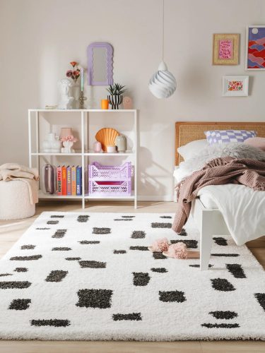 Shaggy rug Louise Black/White 120x170 cm