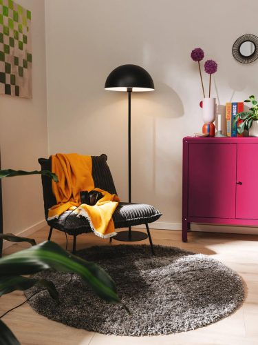 Shaggy Round Rug Ricky Charcoal ø 120 cm round
