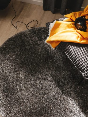 Shaggy Round Rug Ricky Charcoal ø 120 cm round