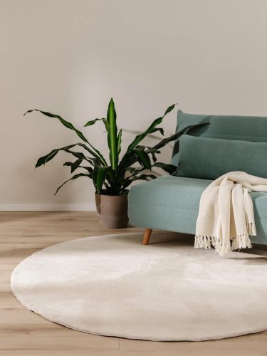Fur Rug Furry Beige ø 80 cm round
