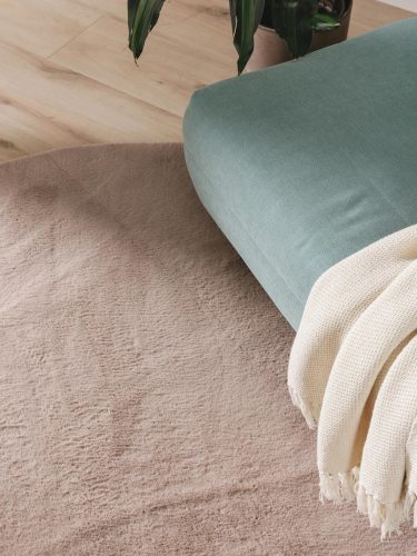 Fur Rug Furry Taupe ø 120 cm round