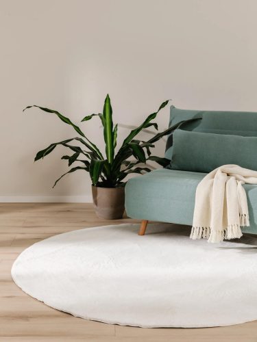 Fur Rug Furry Cream ø 160 cm round