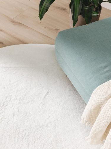 Fur Rug Furry Cream ø 80 cm round