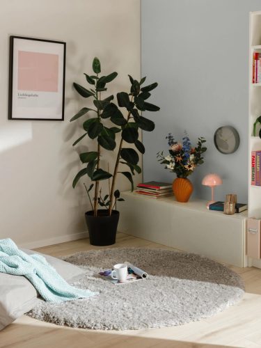 Shaggy rug Ava Grey ø 120 cm round