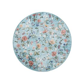 Washable Rug Milly Multicolour/Turquoise ø 160 cm round