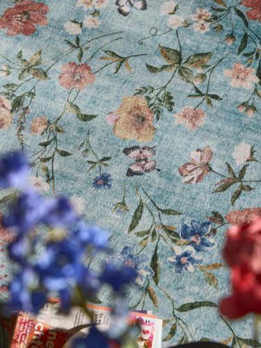 Washable Rug Milly Multicolour/Turquoise ø 160 cm round
