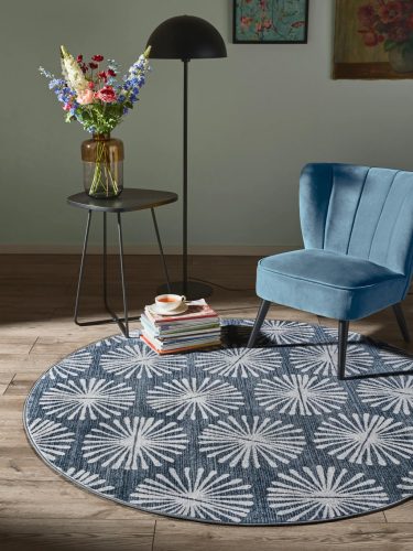 Washable Rug Milly Charcoal/Blue ø 160 cm round